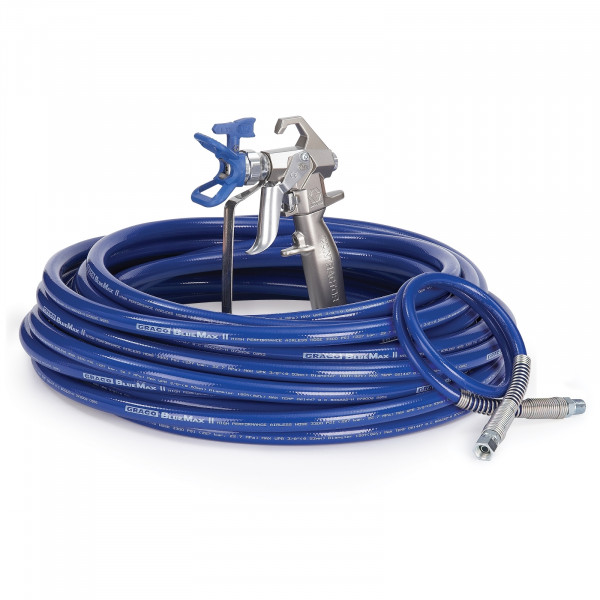 Contractor Airless Spray Gun, RAC X, BlueMax II Airless Hose, 3/8 in x 50 ft, 3 ft Whip Hose 288490