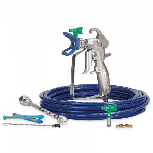 Contractor Airless Spray Gun, RAC X FF LP, BlueMax II Airless Hose, 3/16 in x 25 ft, 10 in Extension 288501