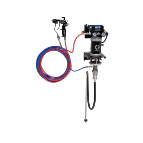 15:1 Merkur ES Air Assisted Package, 0.4 gpm (1.5 lpm) fluid flow, wall mount, with G15 gun, suction hose, and plated steel 24F150